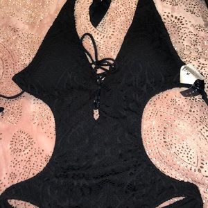 Ralph Lauren Black Monokini Paisley Textured